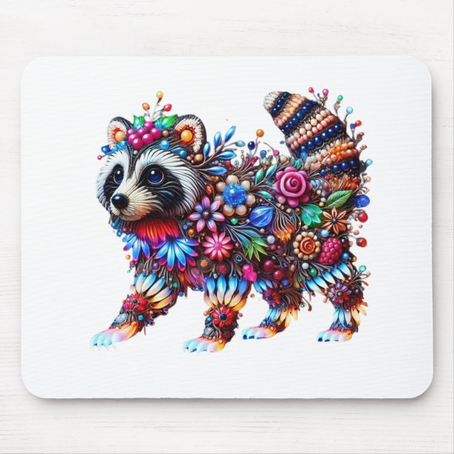 Enchanted Glowing Racoon Mouse Pad (Front)