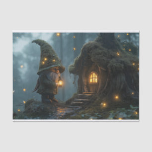 Enchanted Gnome Cottage in the Moonlight: Fantasy Tissue Paper
