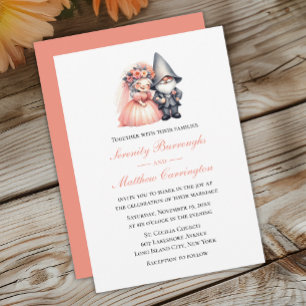 Enchanted Gnome Spring Orange Forest Wedding Invitation