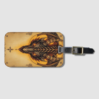 Enchanted Golden Dragon Vintage Mythical Luggage Tag