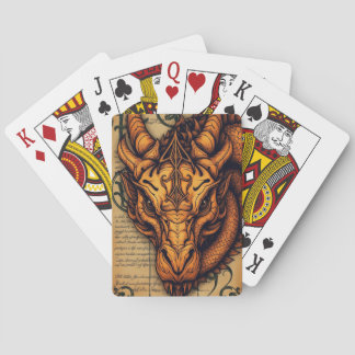 Enchanted Golden Dragon Vintage Mythical Playing C Cards