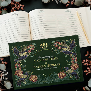 Enchanted Gothic Raven Dahlia Snapdragon Wedding Guest Book