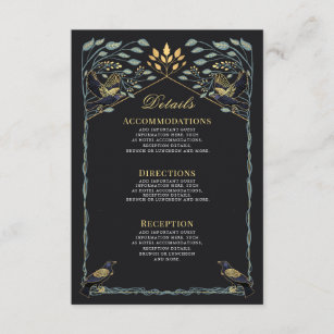 Enchanted Gothic Raven Floral Wedding Details  Enclosure Card