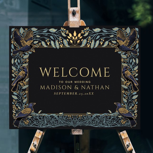 Enchanted Gothic Raven Floral Wedding Welcome  Poster (Creator Uploaded)