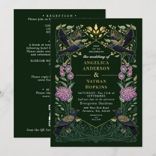 Enchanted Gothic Raven Snapdragon Wedding QR Code Invitation