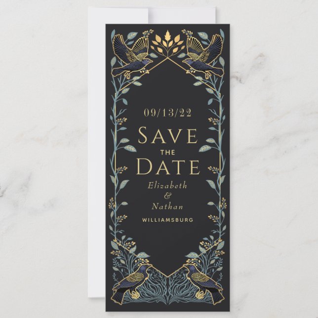 Enchanted Gothic Raven Wedding Save the Date Invitation (Front)