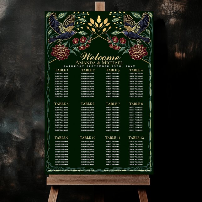 Enchanted Gothic Raven Wedding Seating Chart (Creator Uploaded)
