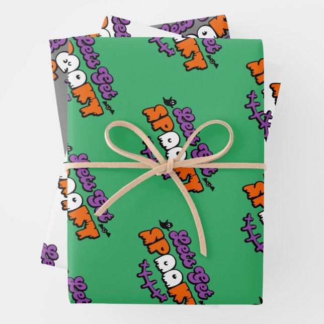 Enchanted Halloween Hauntings Let's Get Spooky Wrapping Paper Sheet (In situ)