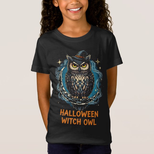 Enchanted Halloween Witch Owl Design Night Magic T-Shirt (Front)