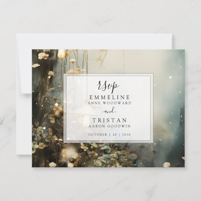 Enchanted Hanging Lanterns Wedding RSVP Card (Front)