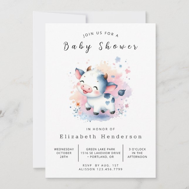  Enchanted Happy Cow Baby Shower Invitation (Front)