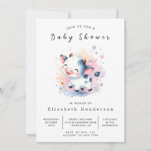  Enchanted Happy Cow Baby Shower Invitation