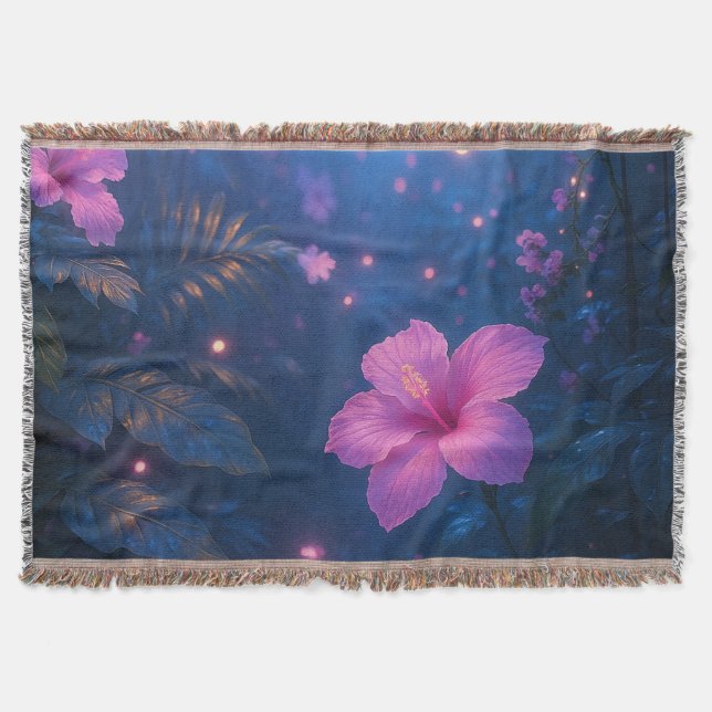 Enchanted Hibiscus Dreamscape  Throw Blanket (Front)