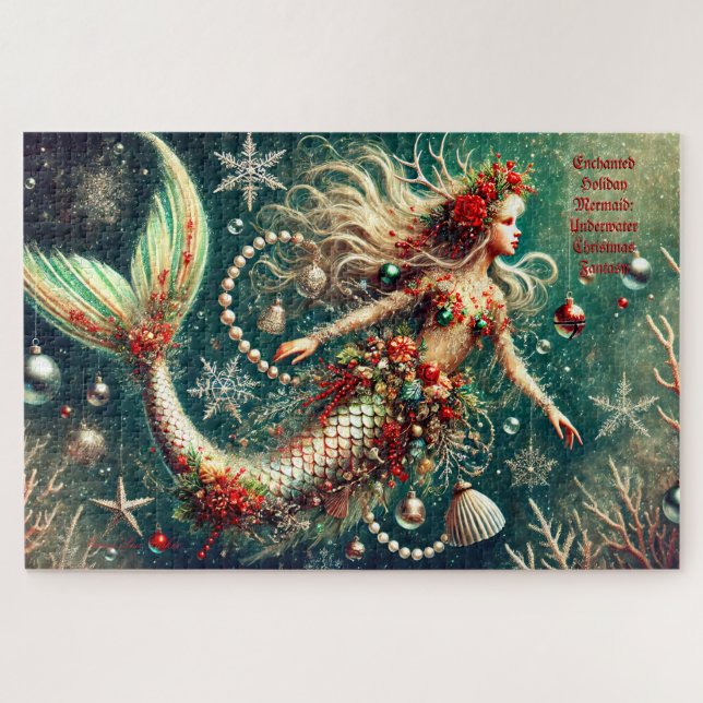 Enchanted Holiday Mermaid Christmas Fantasy Jigsaw Puzzle (Horizontal)
