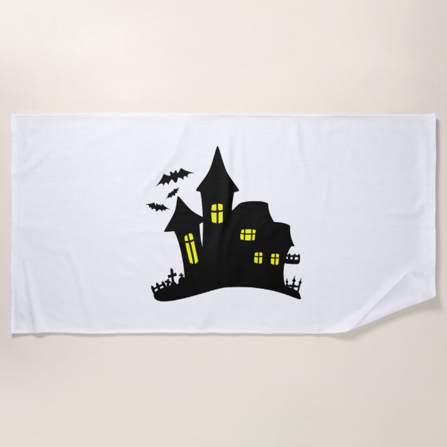 Enchanted House Haunted Halloween Beach Towel (Front)