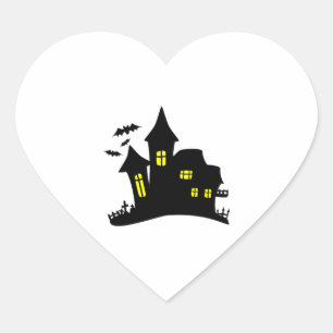Enchanted House Haunted Halloween Heart Sticker