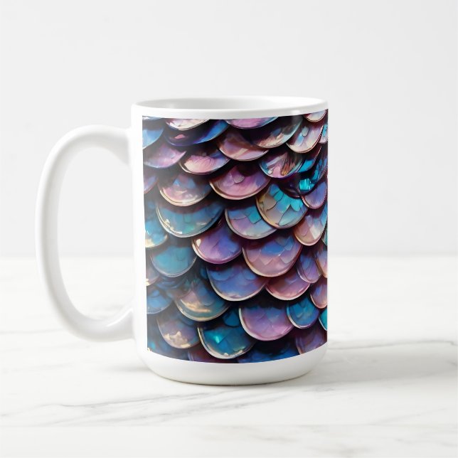 Enchanted Hues: Allure of Pastel Mermaid Scales Coffee Mug (Left)
