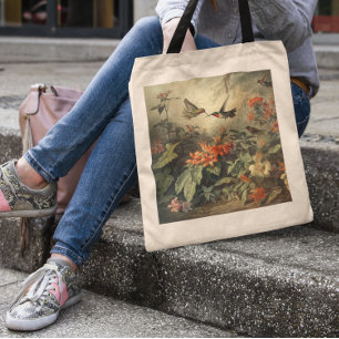 Enchanted Hummingbird Meadow Floral Art Tote Bag