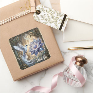 Enchanted Hummingbird & Moon Blossom. Square Sticker