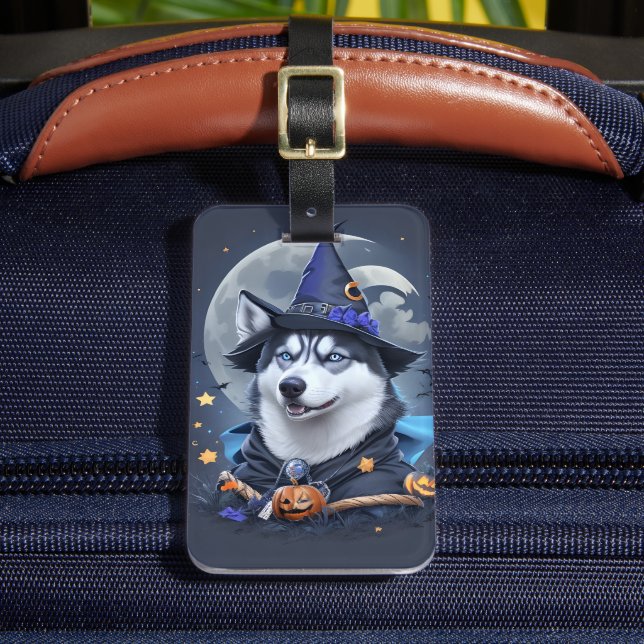 Enchanted Husky Dog: Magical Halloween Delight Luggage Tag (Front Insitu 2)