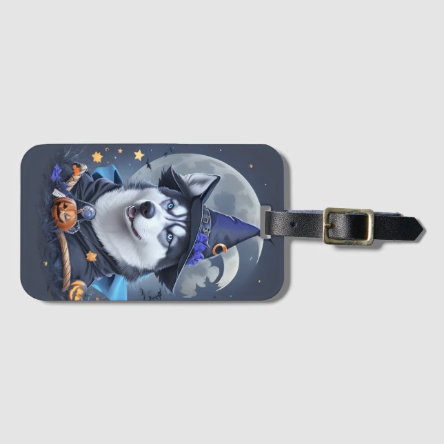 Enchanted Husky Dog: Magical Halloween Delight Luggage Tag (Front Horizontal)