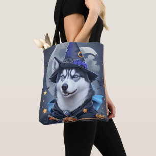 Enchanted Husky Dog: Magical Halloween Delight Tote Bag