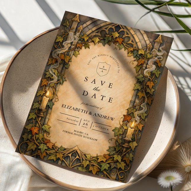 Enchanted Ivy Gothic Autumn Wedding Save The Date (Creator Uploaded)