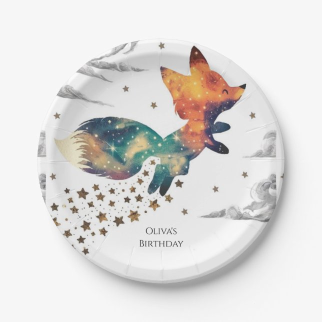 Enchanted Kids Fox Birthday Paper Plate (Front)