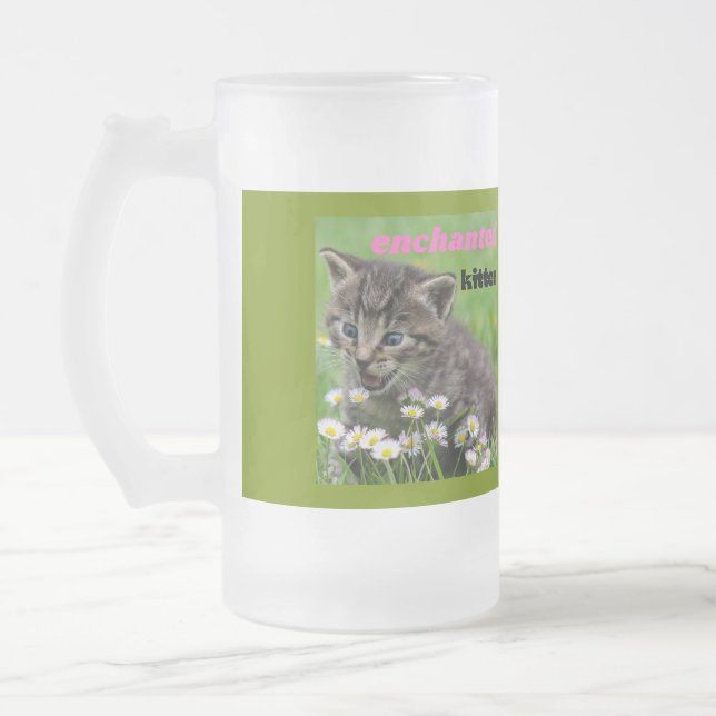 enchanted kitten frosted glass beer mug (Left)
