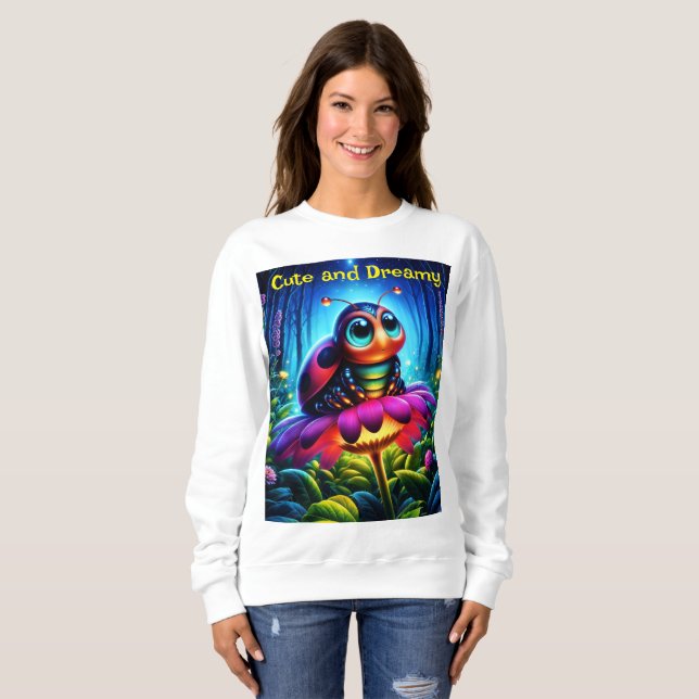 Enchanted Ladybug soft glowing fantasy flower Sweatshirt (Front Full)