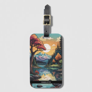Enchanted Lakeside Serenity Sunset Landscape Luggage Tag