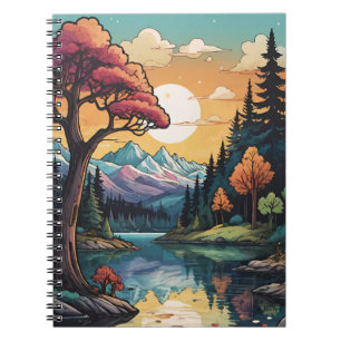 Enchanted Lakeside Serenity Sunset Landscape Notebook