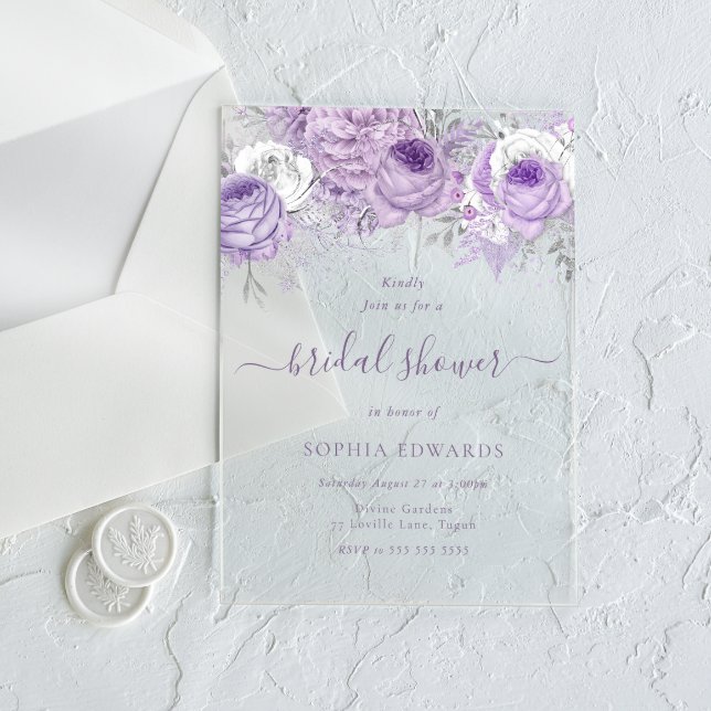 Enchanted Lavender Bridal Shower Acrylic Invitations (Creator Uploaded)