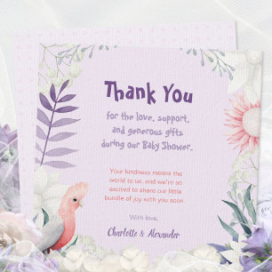 Enchanted Lavender Gender-Neutral Baby Shower Thank You Card