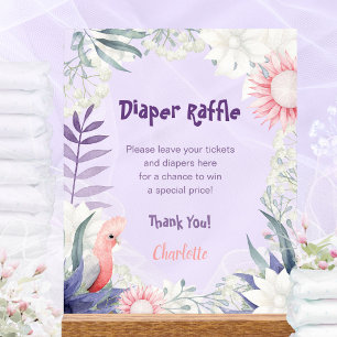 Enchanted Lavender Gender-Neutral Diaper Raffle Acrylic Sign