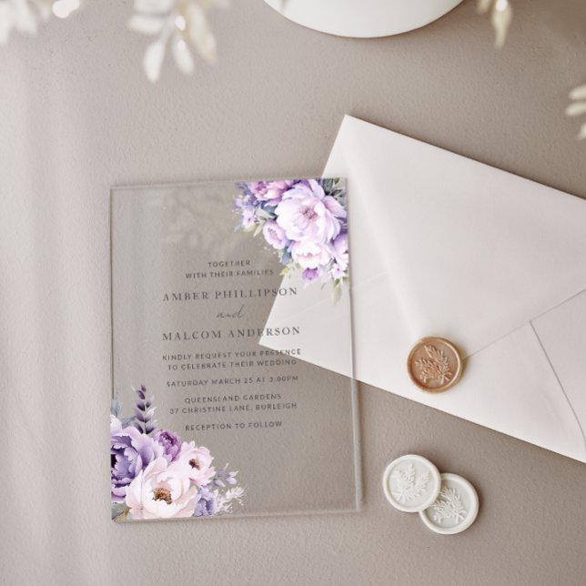 Enchanted Lavender Haze Floral Wedding Acrylic Invitations (Creator Uploaded)