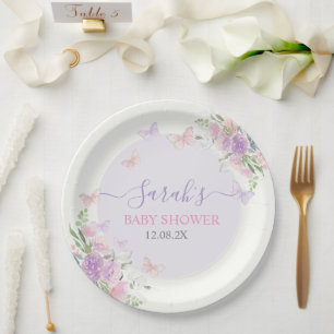 Enchanted Lilac Butterfly Paper Plate
