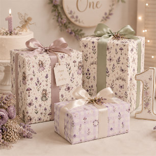 Enchanted Lilac Fairy Flower Meadow Butterflies  Wrapping Paper Sheet