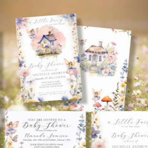 Enchanted Little Fairy on the Way Pink Girl Baby Invitation