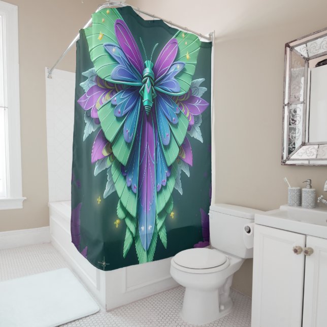Enchanted Lunar Fairy Fantasy Worlds Shower Curtain (In Situ)