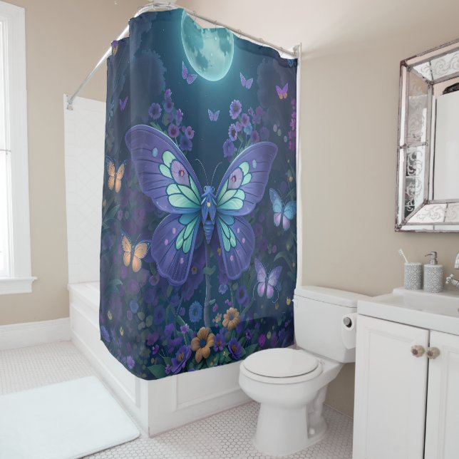Enchanted Lunar Fairy Fantasy Worlds Shower Curtain (In Situ)