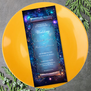 Enchanted Magic Forest Fairy Tale Wedding Scroll Invitation