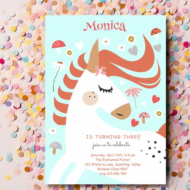 Enchanted magic unicorn kids birthday invitation (Creator Uploaded)