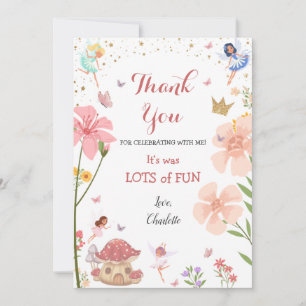 Enchanted Magical Garden Fairy Forest Birthday Thank You Card