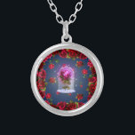 Enchanted Magical Red Rose Beauty Silver Plated Necklace<br><div class="desc">neckalce</div>