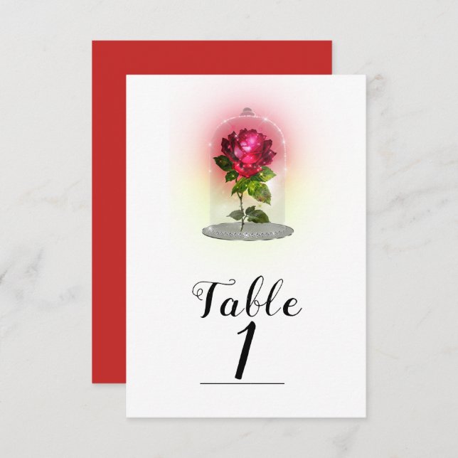 Enchanted Magical Storybook Red Rose Table Number (Front/Back)