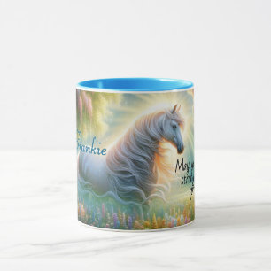 Enchanted Meadow White Horse Mug