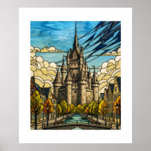 Enchanted Mediaeval Castle Stained Glass Canal Ill