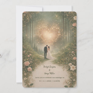 Enchanted Mediaeval Heart Forest Romantic Wedding Invitation