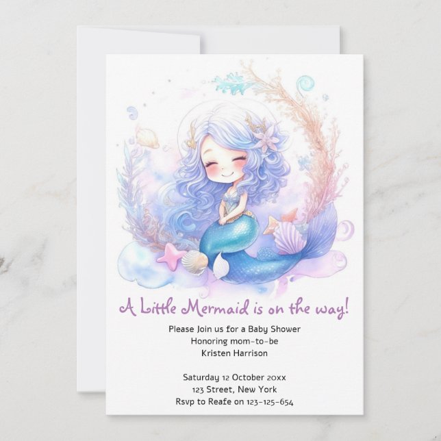 Enchanted Mermaid Baby Shower Invitation (Front)
